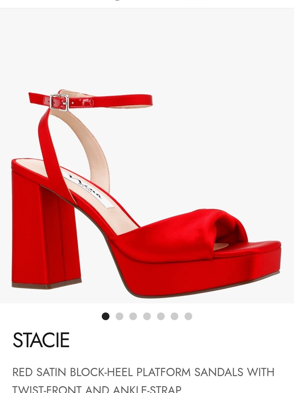 Nina Red Satin Platform Sandals with Ankle Strap